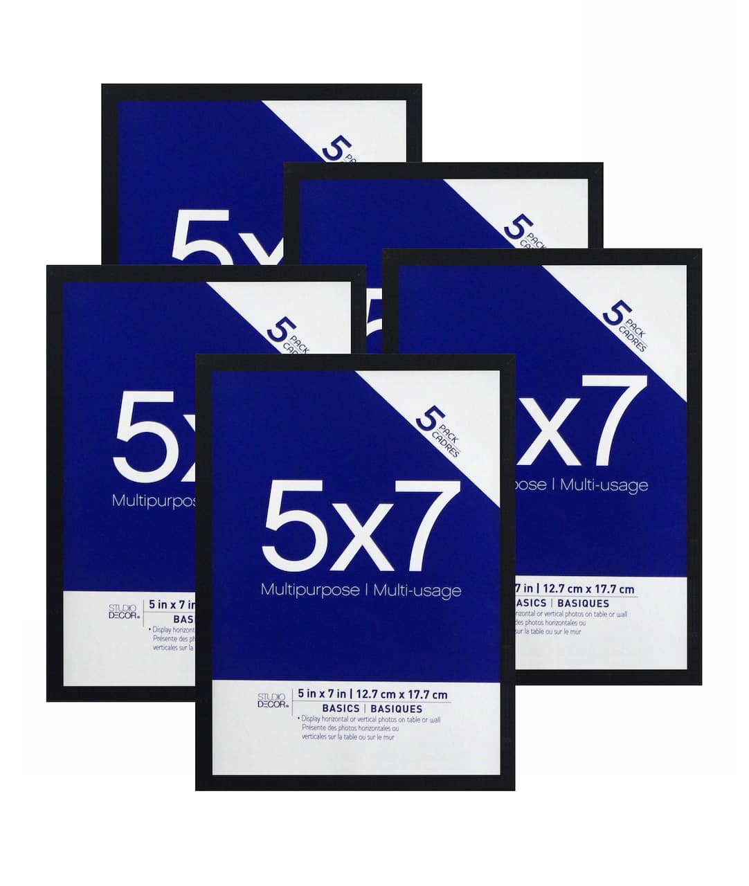 5 Pack Basics 5" x 7" Black Multipurpose Tabletop Frames by Studio Décor®